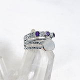 Moonstone and Amethyst Multi-stone Faceted Gemstone Ring R3783 - Nature's Magick