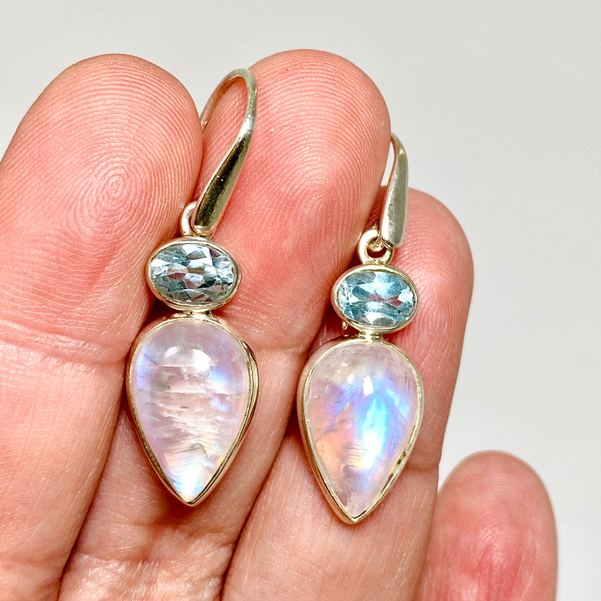 Moonstone and Blue Topaz Faceted Multi-stone Earrings PEGJ396