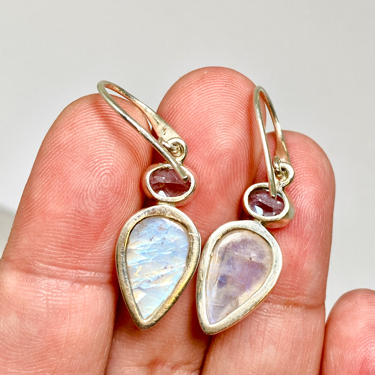 Moonstone and Blue Topaz Faceted Multi-stone Earrings PEGJ396