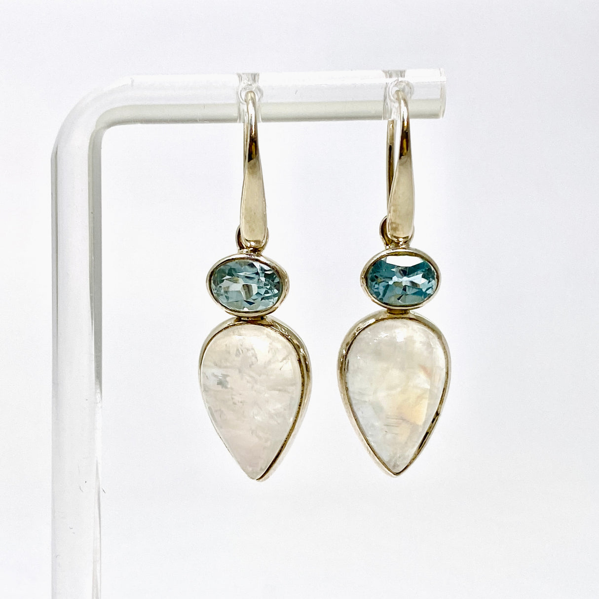 Moonstone and Blue Topaz Faceted Multi-stone Earrings PEGJ396