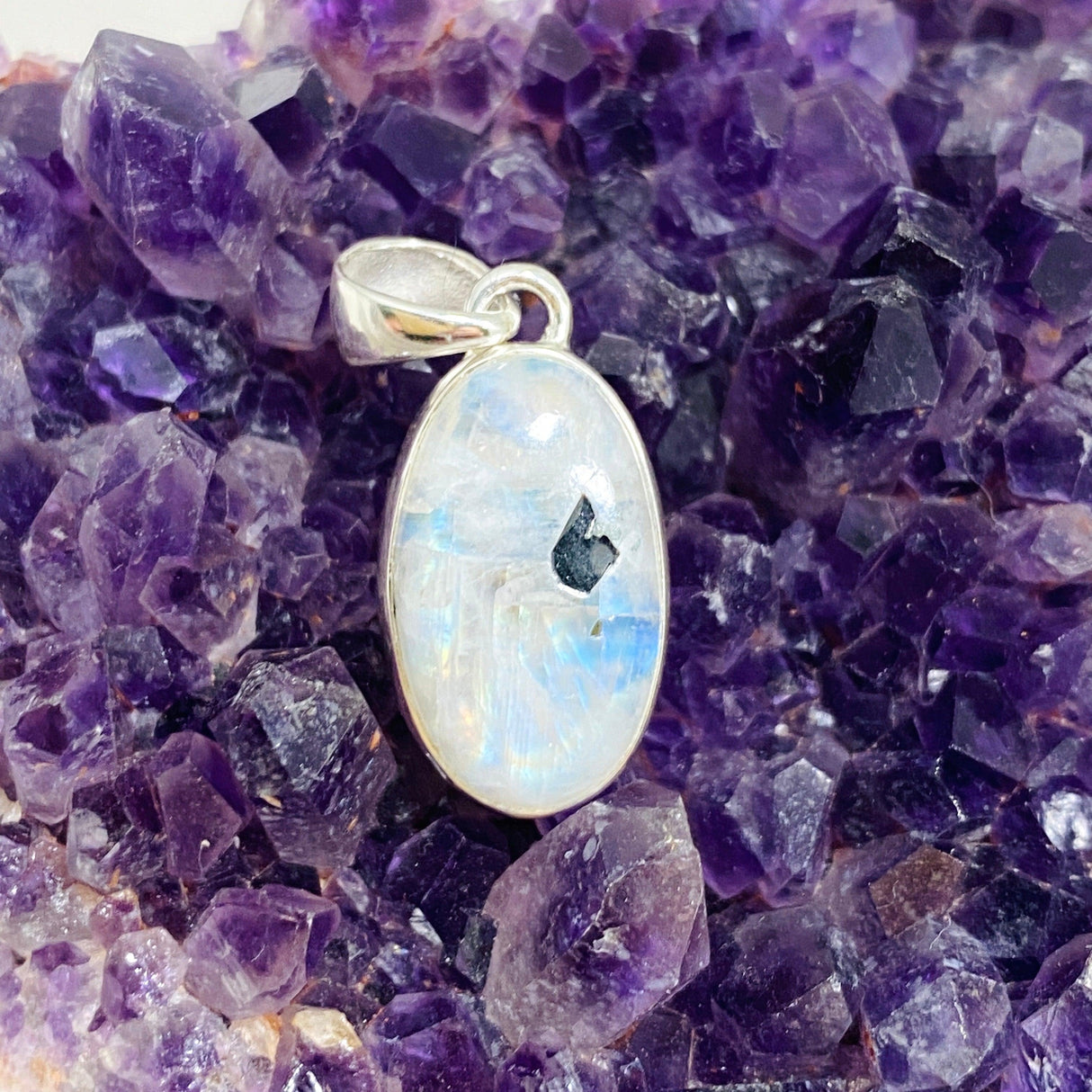 Moonstone and Tourmaline Oval Pendant KPGJ4236 - Nature's Magick