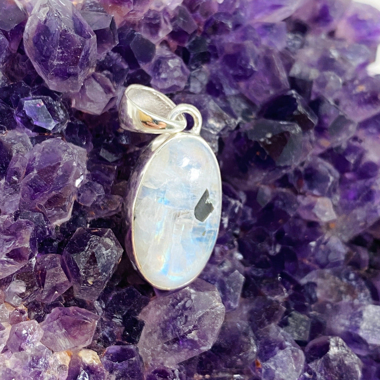 Moonstone and Tourmaline Oval Pendant KPGJ4236 - Nature's Magick