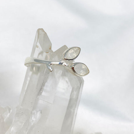 Moonstone Faceted Marquise Multistone Leaf Ring R3735 - Nature's Magick