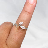 Moonstone Faceted Marquise Multistone Leaf Ring R3735 - Nature's Magick