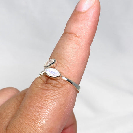 Moonstone Faceted Marquise Multistone Leaf Ring R3735 - Nature's Magick