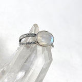 Moonstone Faceted Oval Decorative Split Band Ring R3861 - Nature's Magick