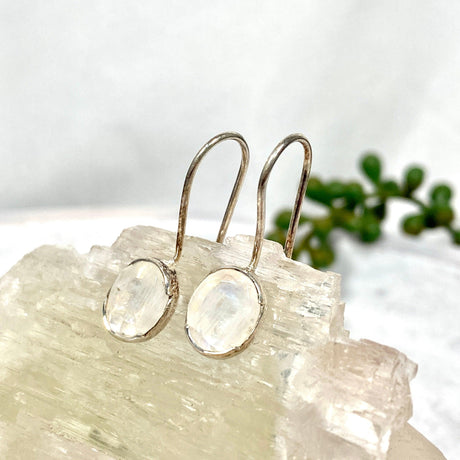 Moonstone faceted oval earrings KEGJ887 - Nature's Magick