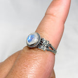 Moonstone Faceted Round Ring in a Decorative Setting R3671 - Nature's Magick