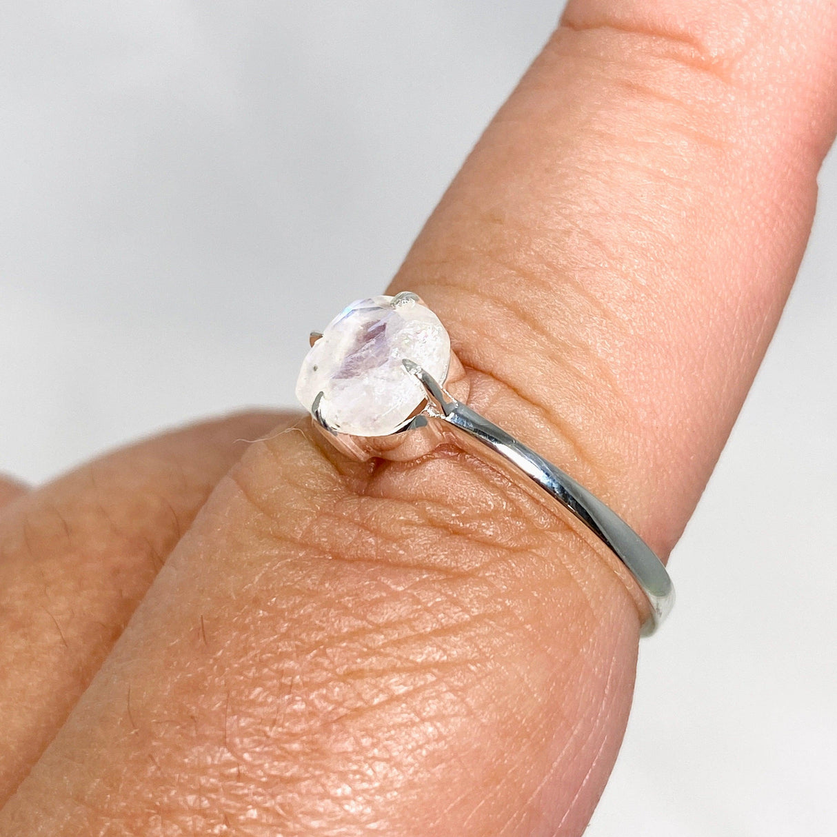 Moonstone Faceted Square Solitare Ring R4806 - Nature's Magick