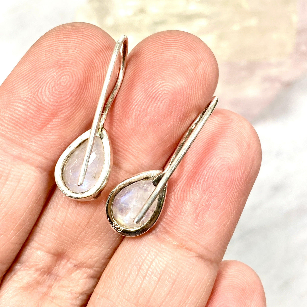 Moonstone faceted teardrop earrings KEGJ888 - Nature's Magick