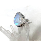 Moonstone Faceted Teardrop Ring in a Decorative Setting R3817 - Nature's Magick