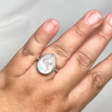 Moonstone Faceted Teardrop Ring in a Decorative Setting R3817 - Nature's Magick