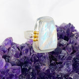 Moonstone Freeform Ring with Brass Detailing s.10 KRGJ3035 - Nature's Magick