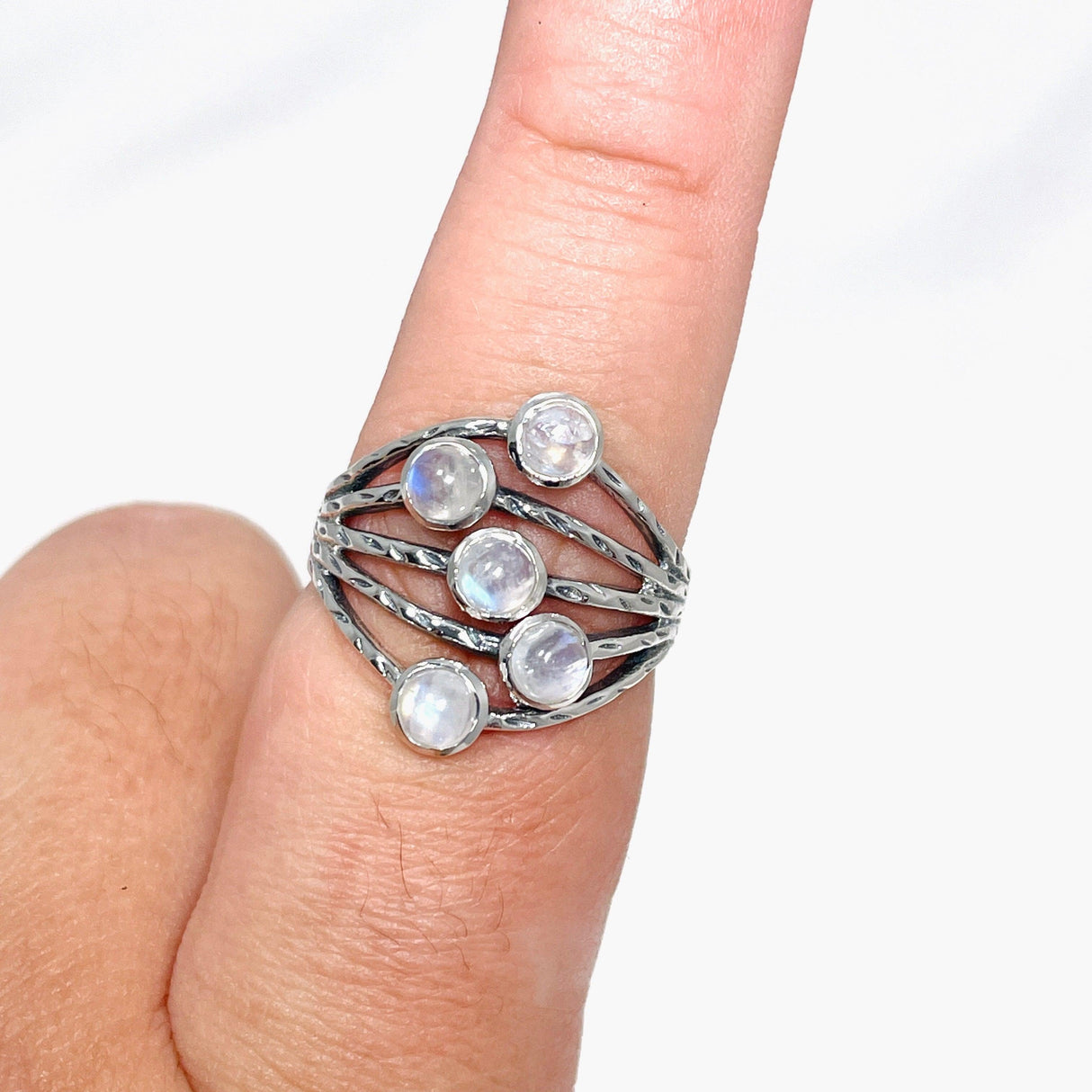 Moonstone Multi-stone Faceted Gemstone Ring R3875 - Nature's Magick