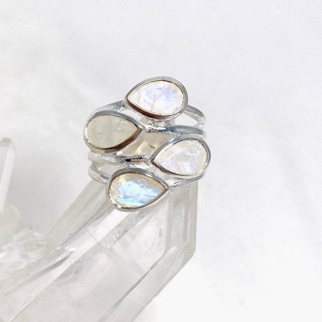 Moonstone Multi-stone Faceted Teardrop Ring R3815 - Nature's Magick