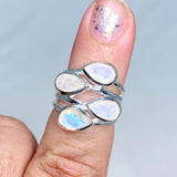 Moonstone Multi-stone Faceted Teardrop Ring R3815 - Nature's Magick