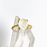 Moonstone Oval Faceted 2.5 micron Gold Plated Ring Size 6.5 PRGJ996