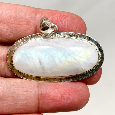 Moonstone Oval Pendant with Hammered Setting KPGJ4242 - Nature's Magick