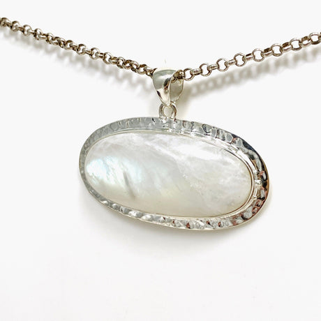 Moonstone Oval Pendant with Hammered Setting KPGJ4242 - Nature's Magick