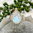 Moonstone oval ring with hammered band s.9 KRGJ1208 - Nature's Magick