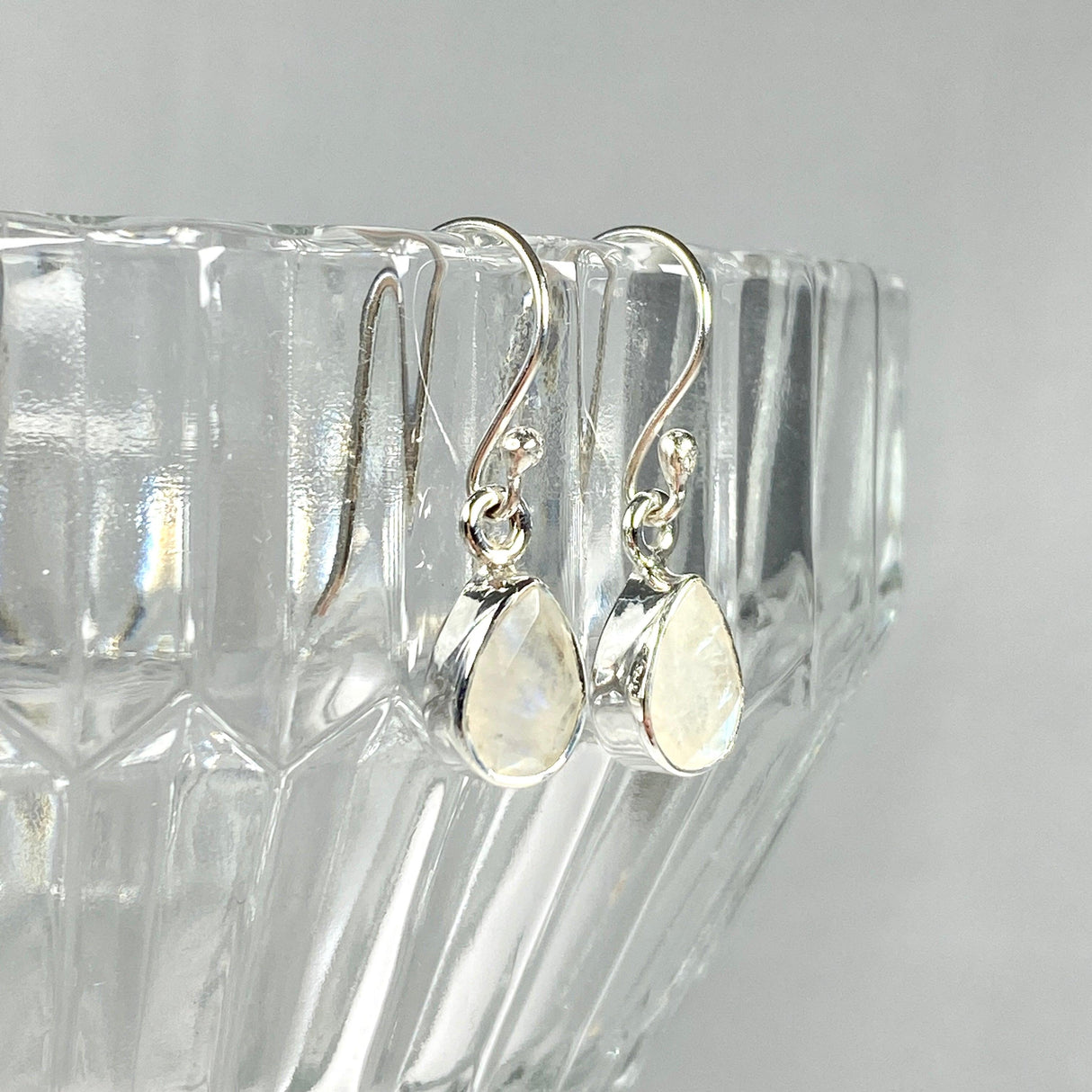 Moonstone petite teardrop faceted earrings R2363-MSD - Nature's Magick