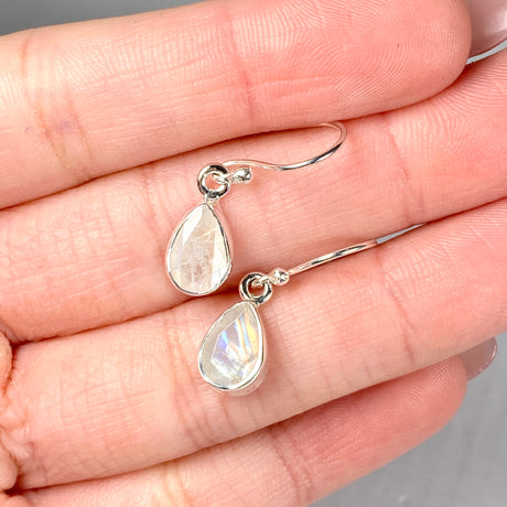 Moonstone petite teardrop faceted earrings R2363-MSD - Nature's Magick