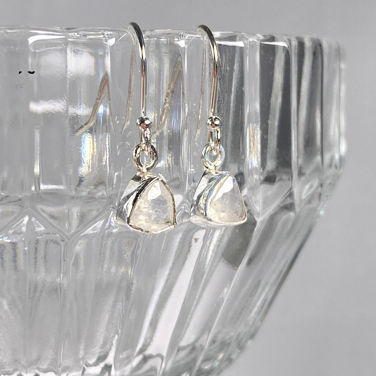 Moonstone petite triangular faceted earrings R2363-MST - Nature's Magick