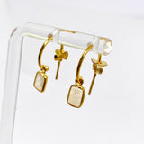 Moonstone Rectangular Faceted Gold Plated Half Hoop Earrings SE2720-YG