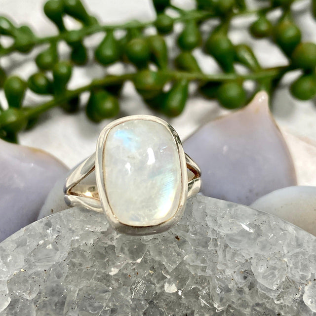 Moonstone rectangular ring s.8 KRGJ2187 - Nature's Magick