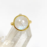 Moonstone Round Cabochon Gold Plated Ring Size 6 RG608-MS-6