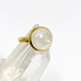 Moonstone Round Cabochon Gold Plated Ring Size 6 RG608-MS-6