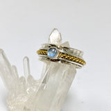 Moonstone Round Cabochon Sterling Silver, Brass and Copper Spinner Ring RG1054MS