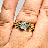 Moonstone Round Cabochon Sterling Silver, Brass and Copper Spinner Ring RG1054MS