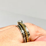 Moonstone Round Cabochon Sterling Silver, Brass and Copper Spinner Ring RG1054MS