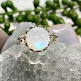 Moonstone round fillagree ring s.7 KRGJ2467 - Nature's Magick