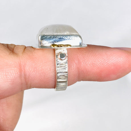 Moonstone Square Ring with Brass Detailing s.7 KRGJ3021 - Nature's Magick