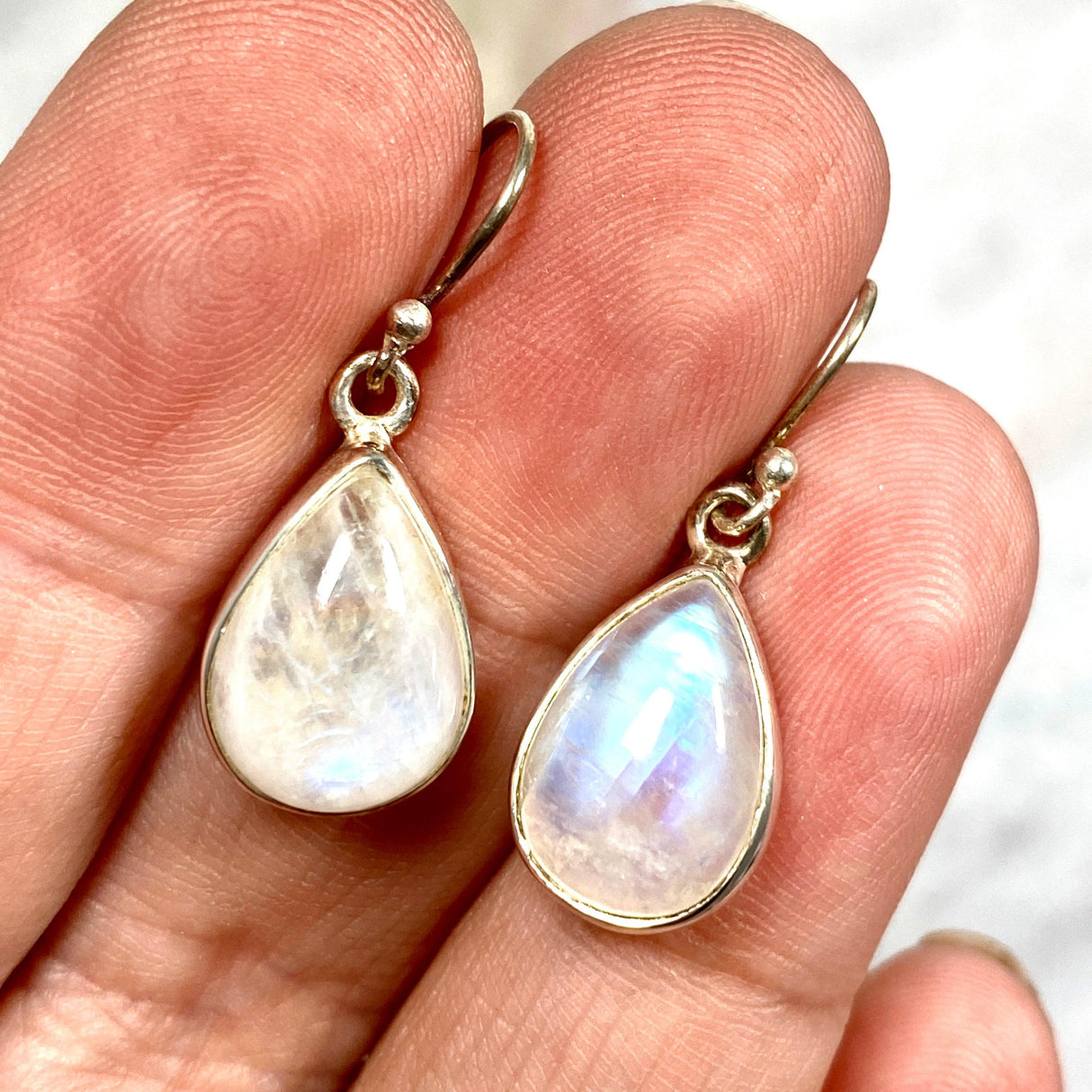 Moonstone teardrop cabochon earrings KEGJ762 - Nature's Magick