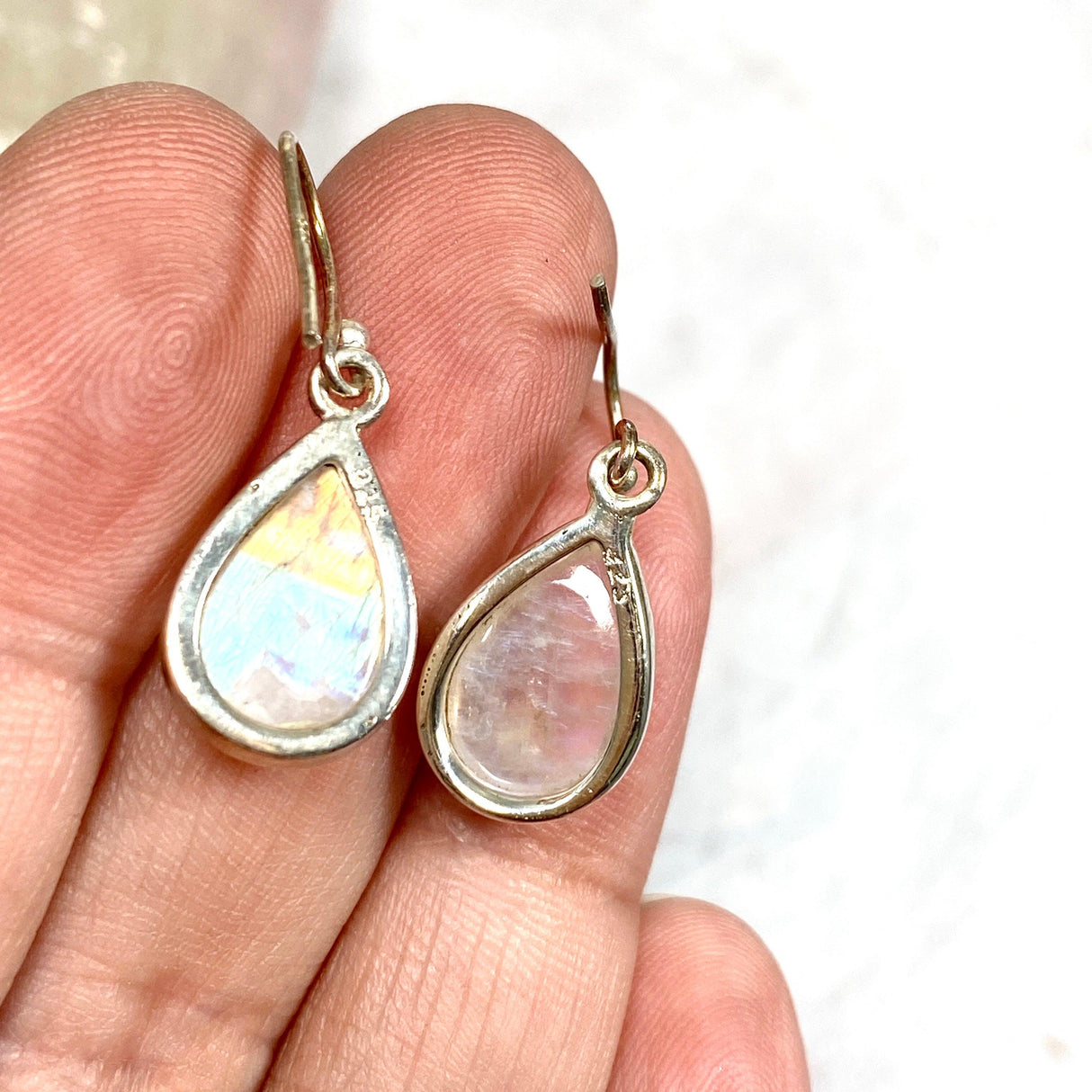 Moonstone teardrop cabochon earrings KEGJ762 - Nature's Magick