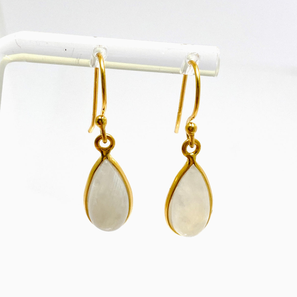 Moonstone Teardrop Cabochon Gold Plated Drop Earrings C210YG-MS