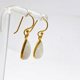 Moonstone Teardrop Cabochon Gold Plated Drop Earrings C210YG-MS