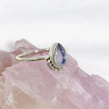 Moonstone Teardrop Faceted fine band ring R3800-MS - Nature's Magick