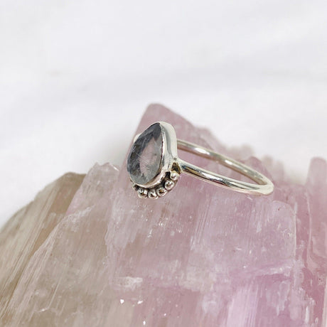 Moonstone Teardrop Faceted fine band ring R3800-MS - Nature's Magick