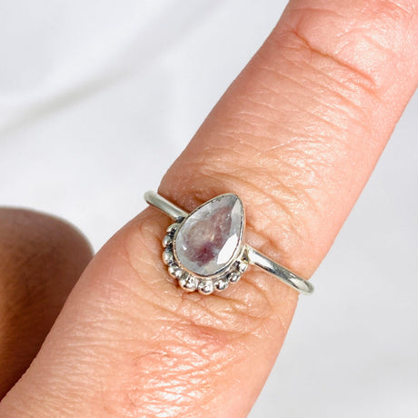 Moonstone Teardrop Faceted fine band ring R3800-MS - Nature's Magick