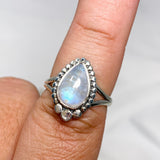 Moonstone Teardrop Gemstone Ring in a Decorative Setting R3941 - Nature's Magick