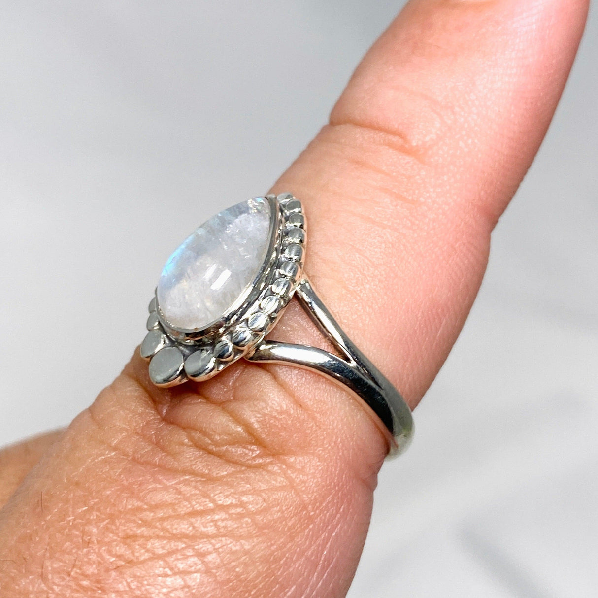 Moonstone Teardrop Gemstone Ring in a Decorative Setting R3941 - Nature's Magick