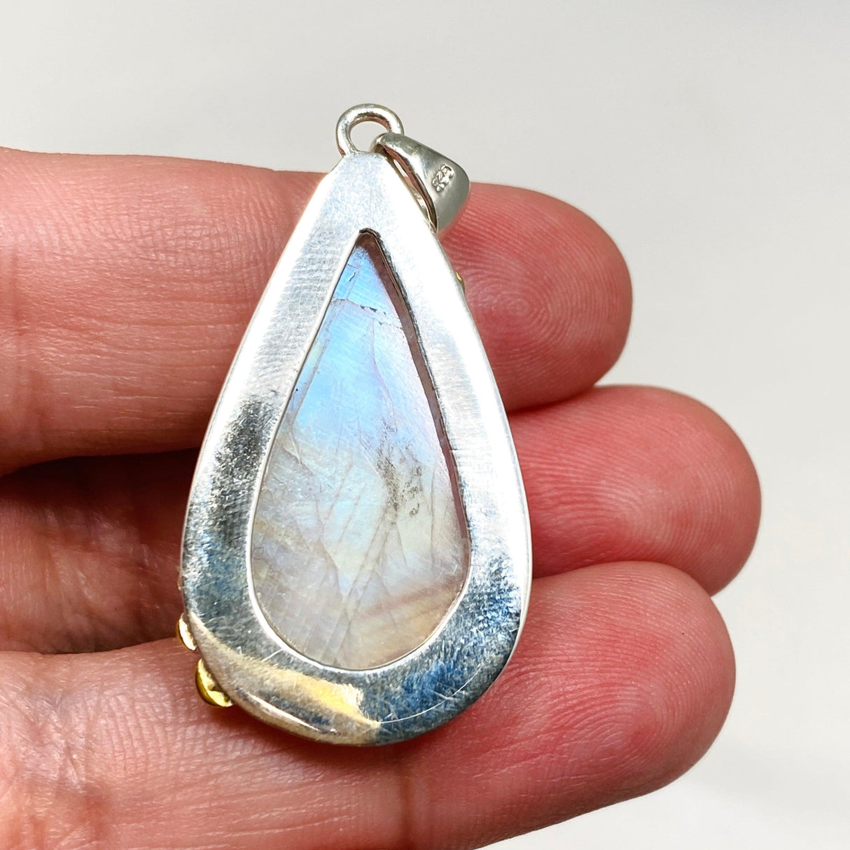 Moonstone Teardrop Pendant with Brass Detailing KPGJ4248 - Nature's Magick