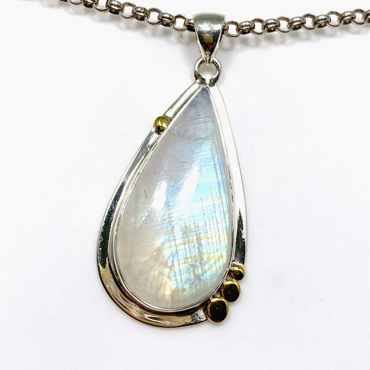 Moonstone Teardrop Pendant with Brass Detailing KPGJ4248 - Nature's Magick