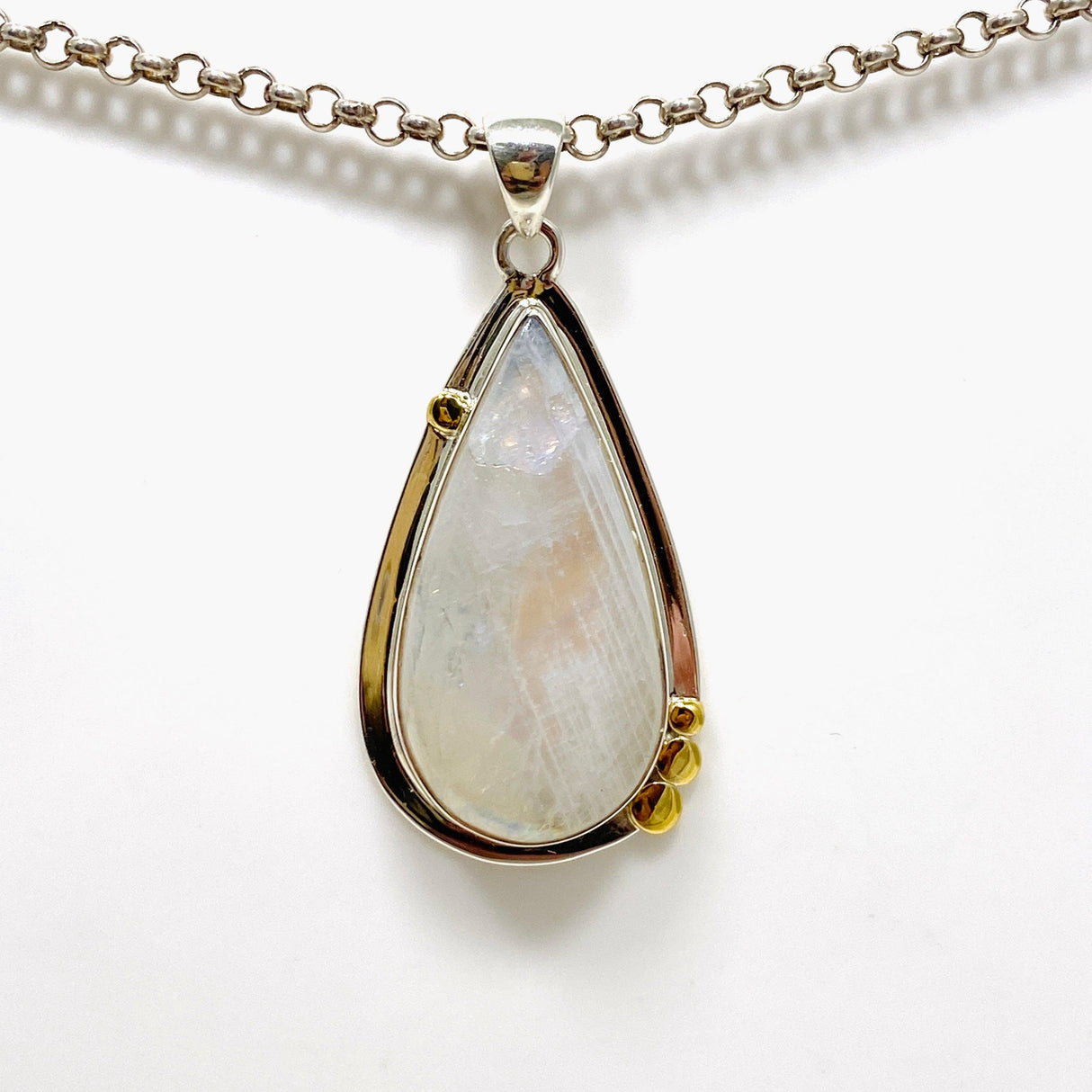 Moonstone Teardrop Pendant with Brass Detailing KPGJ4248 - Nature's Magick