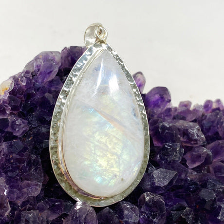 Moonstone Teardrop Pendant with Hammered Detailing KPGJ4251 - Nature's Magick