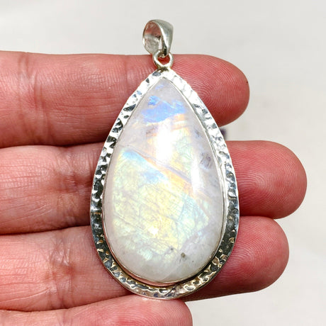 Moonstone Teardrop Pendant with Hammered Detailing KPGJ4251 - Nature's Magick